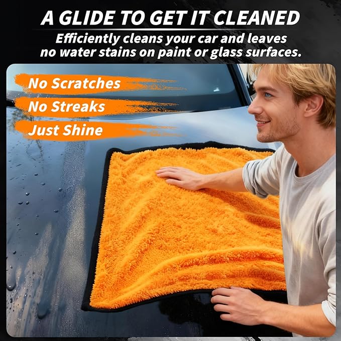 20 Pack Microfiber Car Drying Towel, 15.7 x 23.6 Inch Car Microfiber Cleaning Towels Bulk, Lint-Free, Quick Drying, Dual-Sided Detailing Buffing Polishing Waxing Soft Towels for SUV, Truck and Boats