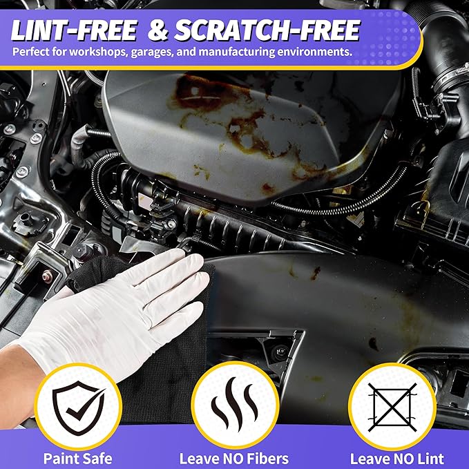 HOMERHYME Microfiber Cleaning Cloth, 150 Pack Black Cleaning Rags Microfiber Towel Bulk Absorbent Lint-Free Wash Cloths, All-Purpose Towels for Cars, Shop, Automotive, Garage, Home & Kitchen