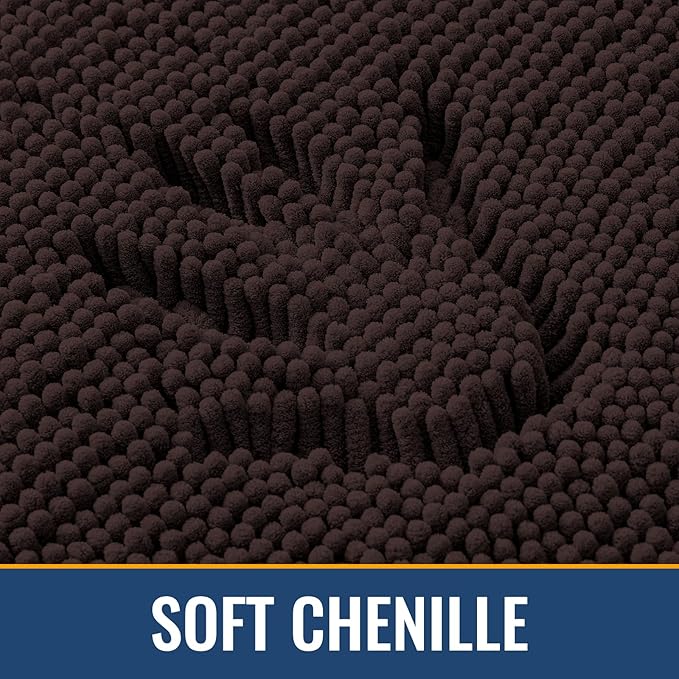 Arotive Bathroom Toilet Rugs U Shaped 24x20, Extra Soft Absorbent Shaggy Chenille Contour Bath Rugs for Toilet, Machine Washable Non-Slip Contoured Bath Mats, Brown