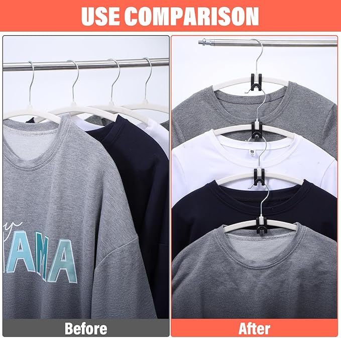 240 Pcs Black Clothes Hanger Connector Hooks, Heavy Duty Plastic Space Saving Cascading Hanger Extender Clips for Closet Organizer