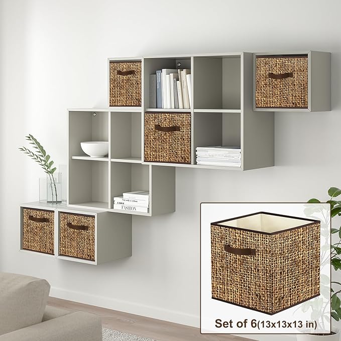 homyfort 11x11 Cube Storage Bins - Fabric Cubby Bins with Dual Handles, Collapsible Storage Organizer for Shelf, Closet, Nursery, Set of 6