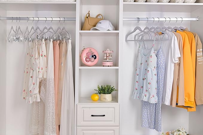 Quality Hangers 200 Pack Non-Velvet Plastic Hangers for Clothes - Heavy Duty Coat Hanger Set - Space-Saving Closet with Chrome Swivel Hook, Functional Non-Flocked Hangers - Cream White