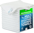 MW Pro Microfiber Cleaning Cloth | White (12 Pack) | Size 16" x 16" | All Purpose Microfiber Towels - Clean, Dust, Polish, Scrub, Absorbent