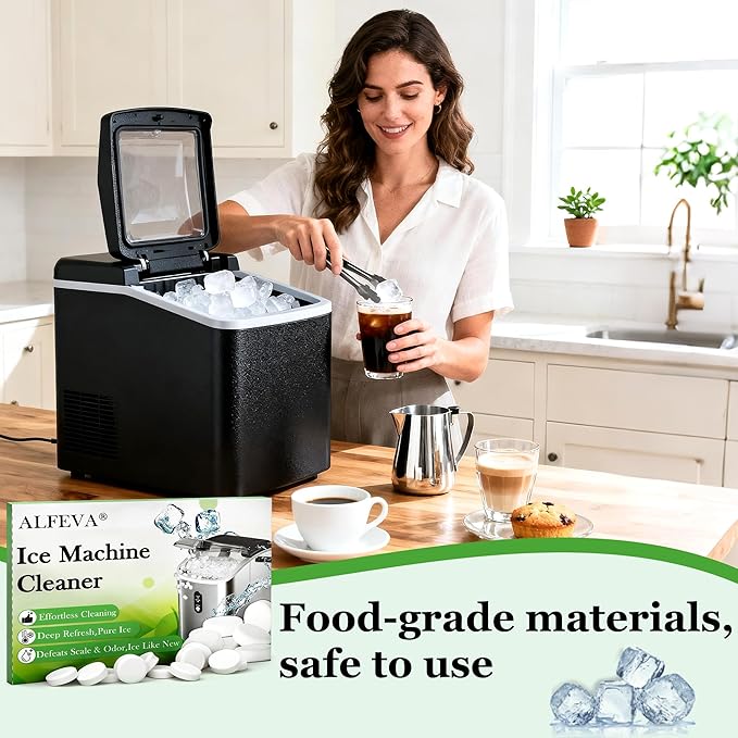 Ice Machine Cleaner and Descaler Kit- 32 Tablets with 2 Specialized cleaning brushes,ice maker cleaner Ideal for Frigidaire,Opal,GE Profile, Kitchenaid countertop units.Removes Lime Scale,Calcium.