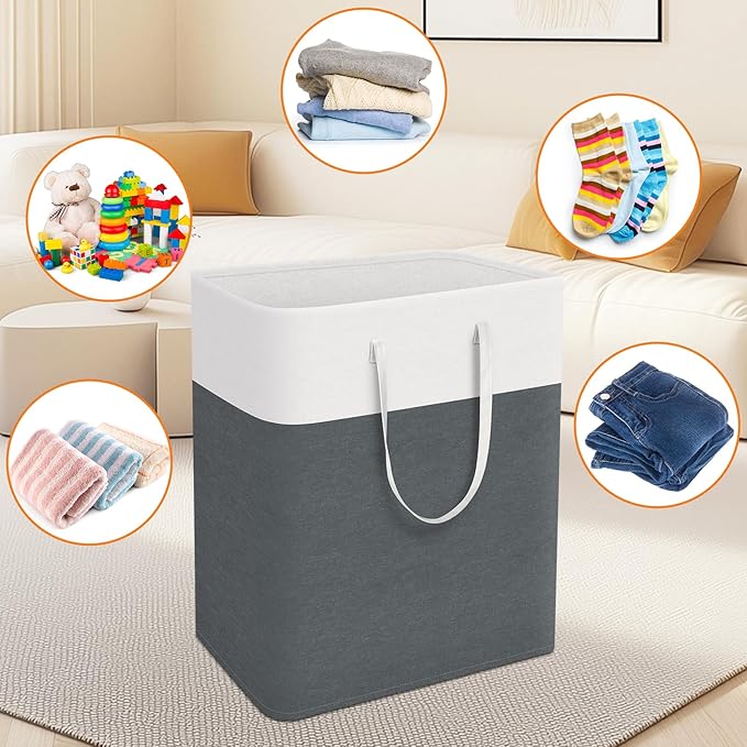 laundry basket 3-Pack, laundry hamper, Hamper with handles, collapsible laundry baskets, Waterproof dirty clothes hamper, Towel Storage for Home or Dorm, 125L-Grey