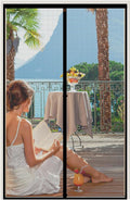 WochiTV Gray Magnetic Screen Door Fits Door Size 48" x 96", Screen Size 50" x 98", Mesh Net Curtain with Magnet Keep Fresh Air in