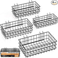 INCLY 4 Pack Pegboard Baskets Bins Set, 4 Size Square Style Black Metal Wire Basket for Any Peg Board Organizing Tools, Pegboard Accessories for Workbench Garage Wall Storage Attachments
