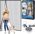 Heavy Duty Door Screen Magnetic Closure, LOVIGA 2024 Thickened Fiberglass Screen Door Mesh, Self Sealing, Left Side Opened, Pets Friendly, Fine Mesh Keep Bugs Out Fit Door Size 70 Inch X 80 Inch