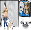 Heavy Duty Door Screen Magnetic Closure, LOVIGA 2024 Thickened Fiberglass Screen Door Mesh, Self Sealing, Left Side Opened, Pets Friendly, Fine Mesh Keep Bugs Out Fit Door Size 58 Inch X 79 Inch