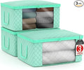 Sorbus Medium Clothes Storage Bags - Foldable Blanket Storage Bins for Organizing Bedroom, Closet, Clothing, Comforter, Organization with Clear Window, Lids and Carry Handles - Set of 3