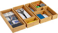 Mind Reader 7-Piece Bamboo Drawer Organizer Set, Storage Trays for Kitchen, Bathroom, Office, Makeup, Jewelry & More, Utensil Holder, Rayon from Bamboo, 21"L x 13.875"W x 2.375"H, Brown