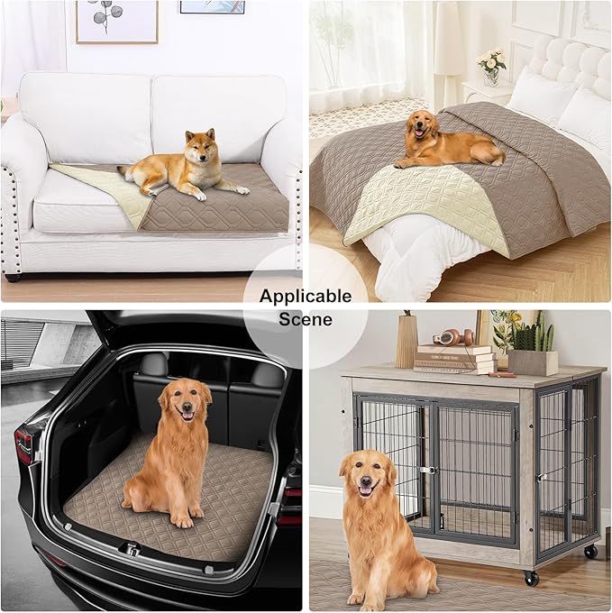 Smiry Reversible Waterproof Couch Covers for Sofa, Washable Dogs Pet Couch Covers for 3 Cushion Sofa Pet Friendly, Water Resistant Furniture Protector Slipcover, Geometric (30"x70", Taupe/Beige)