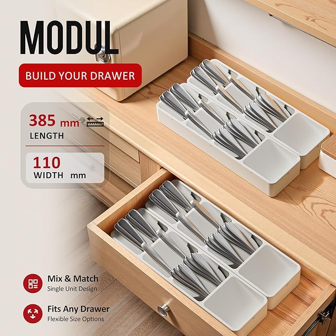 Li & Zhao Silverware Organizer for Drawer - Utensil Drawer Organizer Compact Utensil Organizer Silverware Tray Cutlery Organizer Spoon Drawer Kitchen for Kitchen, Office, Bathroom, Living room