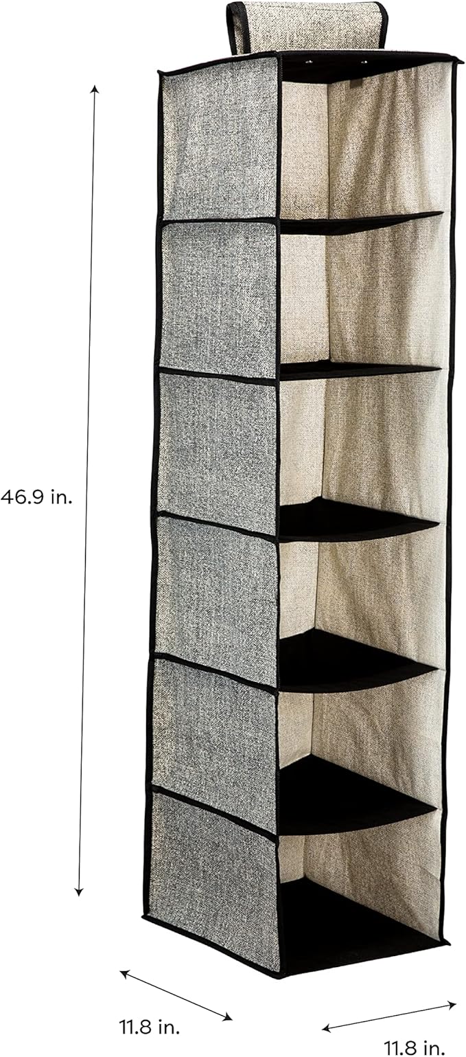 Simplify 6 Shelf Closet Organizer, Space Saver, Sweater and Clothing Shelves, in Black