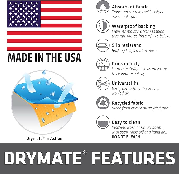 Drymate Premium XL Under Sink Mat, Waterproof Cabinet Protection Mats for Kitchen & Bathroom, Absorbent Shelf Liners, Slip-Resistant, Non-Adhesive, Machine Washable (USA Made)(24”x59”)(Blue)
