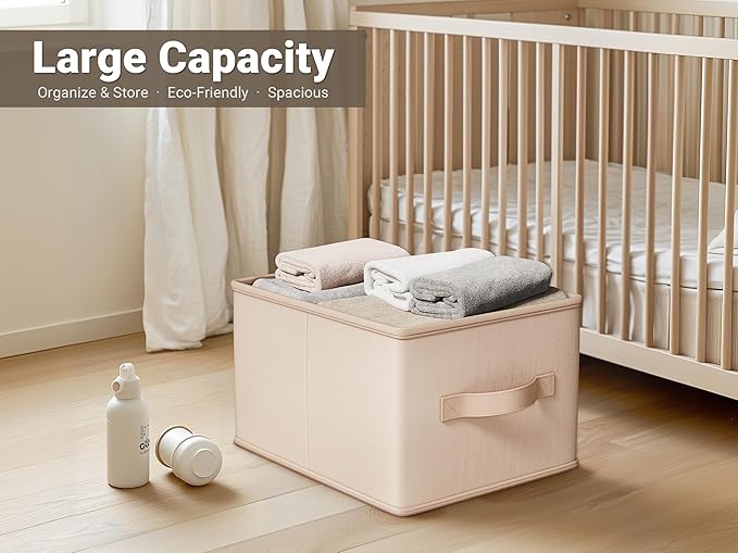 Storage Bins, Fabric Satin Storage Baskets for Shelves, 16.25" L*12" W*10" H Collapsible Storage Bins with Handles for clothes, Closet Baskets and Bins with Handles, Blush Pink, 3-Pack
