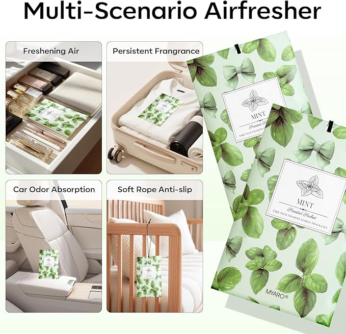 MYARO 20 Packs Peppermint Scent Sachet Air Freshener for Home Car Closet Drawer Shoe Odor Eliminator Long Lasting Deodorizer