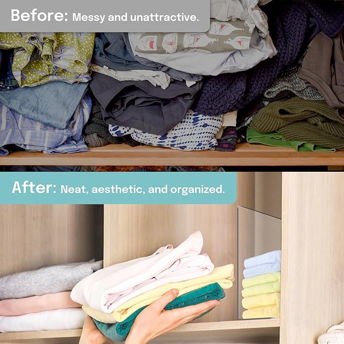 OKPOW Acrylic Shelf Dividers for Closet Organization: 12" Tall x 10" Deep Durable Clear Shelves Separators for Clothing Adjustable 12 Pack