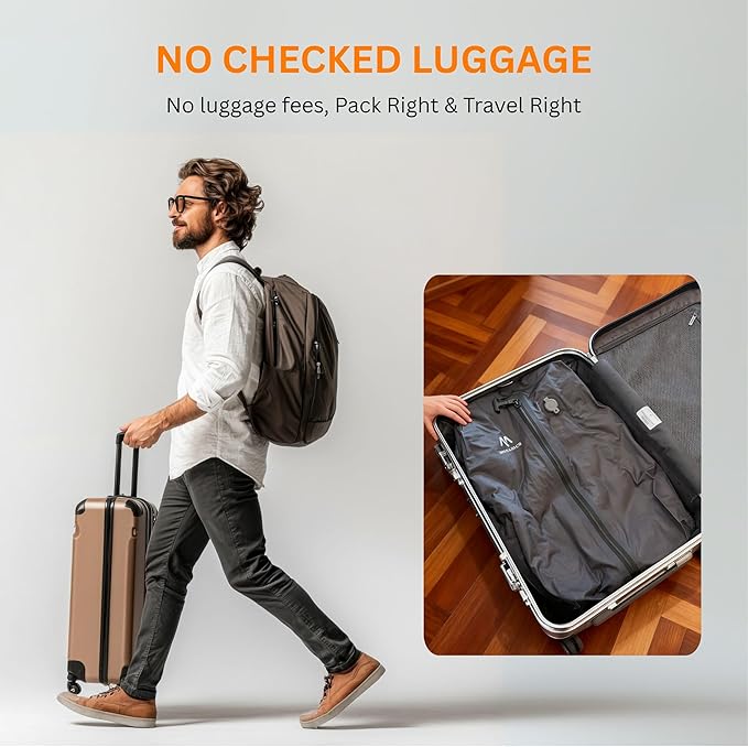 Vacuum Bags for Travel, IP67 Reusable Vacuum Seal Bags for Clothing with Electric Pump, Vacuum Seal Packing cube for Suitcases, Backpack & Travel (2PC+Pump)