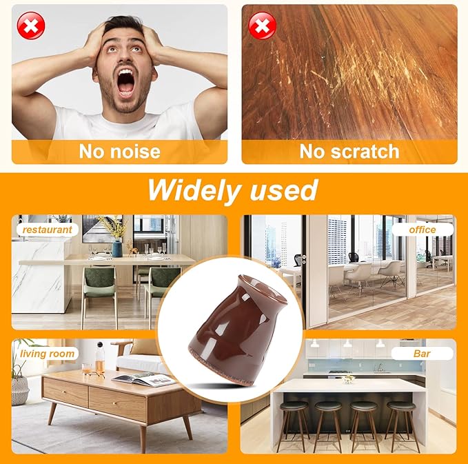 CHUNZEXI 16 Pack Extra Small Chair Leg Floor Protectors for Hardwood Floors, Silicone Felt Covers Pads Caps, Protect Wood Furniture Feet Floors Noise Reduce and Scratch (Universal X-Small & Brown)