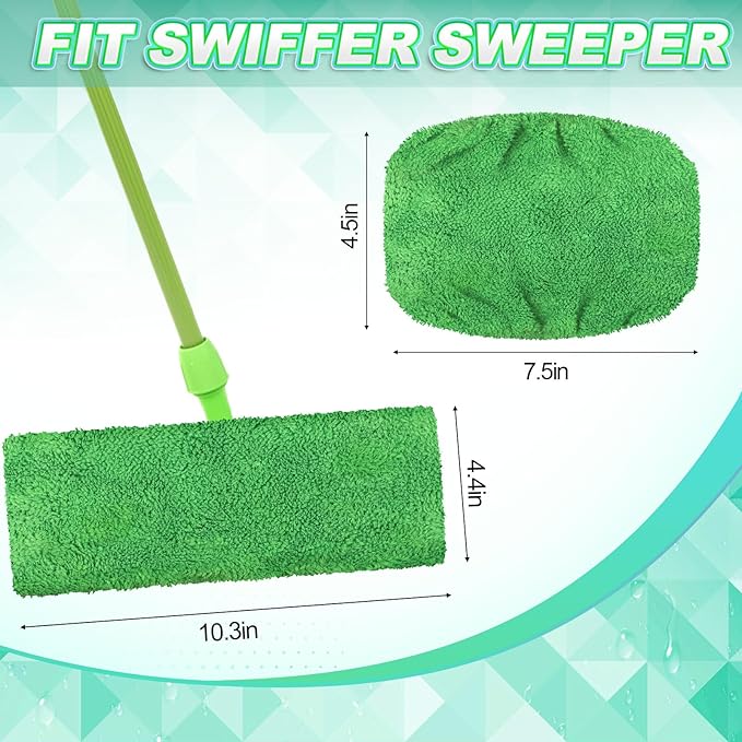 Nuogo 16 Packs Reusable Wet Mop Pads Refills Compatible with Swiffer Sweeper Mops Household Cleaning Tools for Wet & Dry Use(Green)