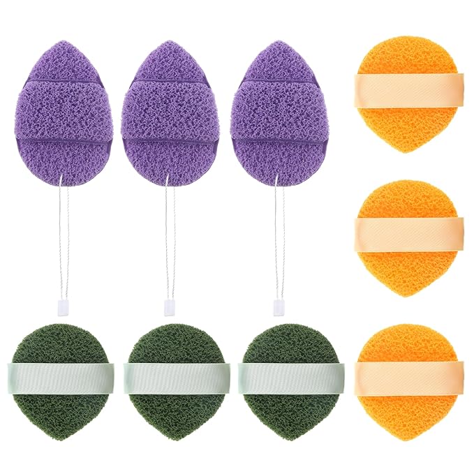 9Pcs Face Sponges for Cleansing, Reusable Exfoliating Facial Sponge Soft Face Wash Sponge for Faces Daily Cleansing, Deep Cleanse and Dead Skin Removal