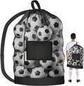 Handy Laundry Mesh Ball Bag - Up to 15 Balls Large Capacity Sports Equipment Bag Carrier with Adjustable Strap and Drawstring Closure - For Soccer, Basketball, Volleyball