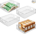 iDesign Plastic Stackable Pantry Bin - Storage Bin with Handles for Cabinets or Fridge - Set of 4 - Clear