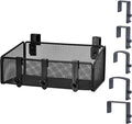 Bedside Caddy Shelf Hanging Storage Basket for Bunk Bed, Office Cubical Walls, Baby Rails, College Dorm Organizer - 5 Pairs Sized Hooks for Phone, Glass, Magazine, Decor (Black)