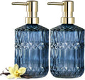 EMPO Clear Glass Soap Dispenser with ABS Plastic Pump, Lotion Dispensers for Kitchen, Bathroom (2pack Blue)