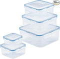 LOCK & LOCK Easy Essentials Food Storage lids/Airtight containers, BPA Free, 10 Piece - Square, Clear