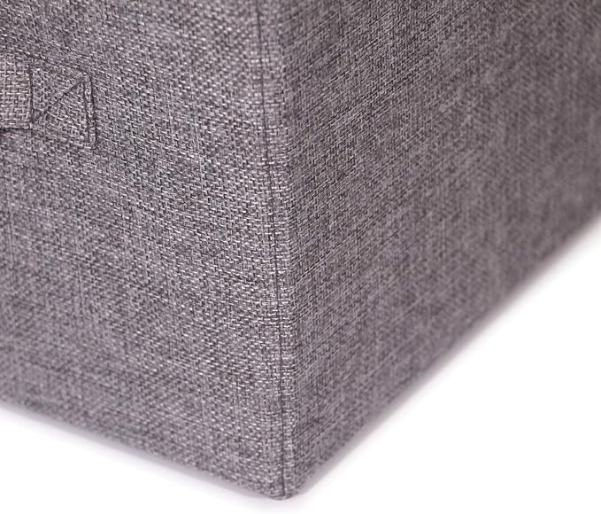 Set of 3 Closet Organizer Bins with Handle, Fabric Foldable Storage Baskets Cloth Box Containers for Shelves Home Office Clothes Clothing