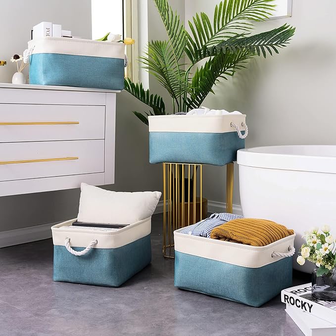 Sacyic Storage Cubes - 4 Pack Large Fabric Baskets for Organizing, Collapsible Storage Bins for Closet Cloth Decorative Gift supplies Organizer Shelf 15.7 (L) x 11.8 (W) x 8.2 (H) inches