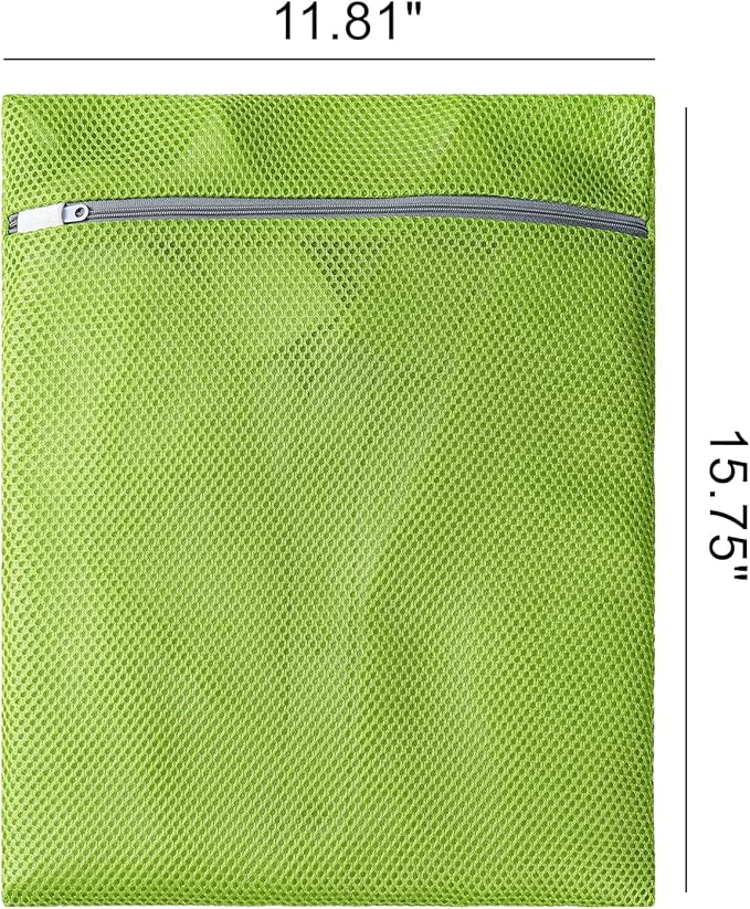 4 pack Mesh Laundry Bags,Mesh Wash Bags,Lingerie Bags for Washing Delicates,12 x 16 Inches lingerie bags for Laundry, Travel Storage Organize Bag for Cotton Clothes,Sheet, Shoes(GREEN)