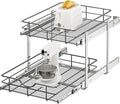 ALINE FURNITURE 2-Tier Pull Out Cabinet Organizer - 17" W x 22" D Soft Close Pullout Shelves with Shelf Liners - Slide Out Drawers for Kitchen Cabinets, Pantry, Bathroom, Heavy Duty Steel Wire Baskets