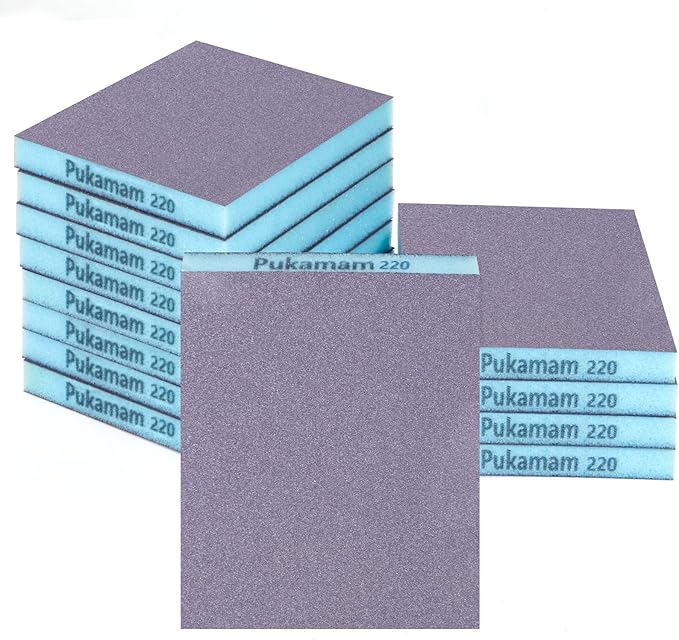 12 Pack Sanding Sponge, Washable and Reusable Sanding Blocks 220 Grit Wet Dry Sand Paper for Wood Drywall Metal Furniture