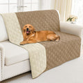 Smiry Reversible Waterproof Couch Covers for Sofa, Washable Dogs Pet Couch Covers for 3 Cushion Sofa Pet Friendly, Water Resistant Furniture Protector Slipcover, Geometric (52"x82", Camel/Beige)