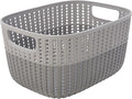 Simplify 2 Tone Sailor Knot Plastic Storage Tote | Decorative Basket | Closet Organization | De-clutter | Accessories | Toys | Bathroom Organization | Medium | Grey/Grey