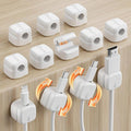 12Pack Rotatable Cord Organizer,Spring Cable Clips Desk Cable Management Cord Holder Adhesive Phone Charger Cord Clips for Home Office Car Wall Nightstand Accessories, White