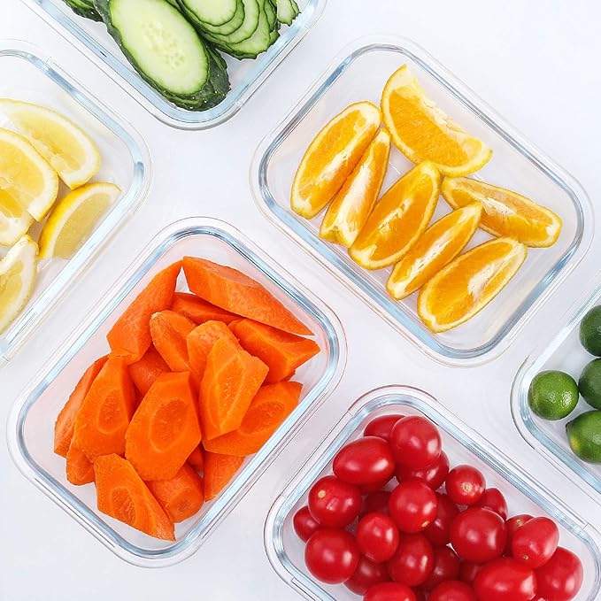 M MCIRCO 10-Pack,22 Oz Glass Meal Prep Containers,Glass Food Storage Containers with lids,Lunch Containers,Microwave, Oven, Freezer and Dishwasher (Gray)
