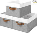 StorageWorks Fabric Shelf Baskets, Closet Organizers and Storage Basket, Foldable Storage Bins for Shelves, Clothes Storage Bins, Gray and White, 3-Pack, Large