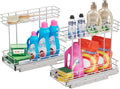 Under Sink Organizer 2 Packs, Pull Out Cabinet Organizer 2 Tier, Under Sink Slide Out Organizer Chrome Plated, Under Kitchen Bathroom Sink Organizer, Pantry Cabinet Closet Organization Rack, 9"W X19"D