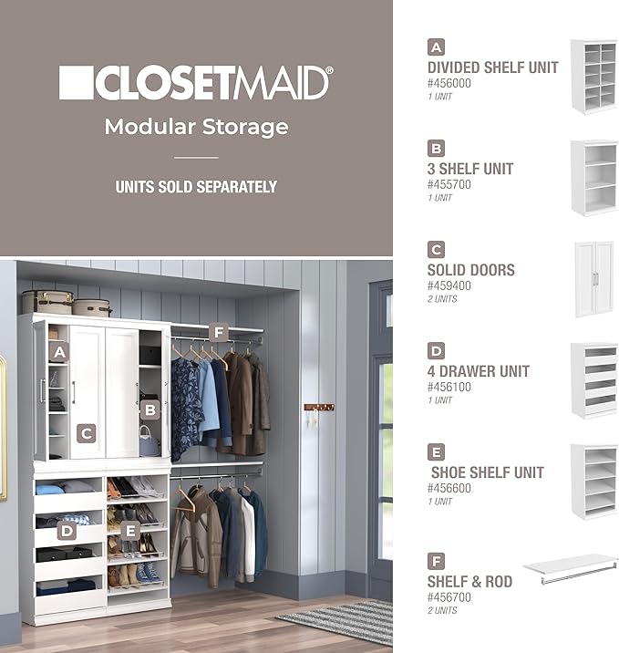 ClosetMaid Modular Storage Shelf Unit with 3 Shelves, White
