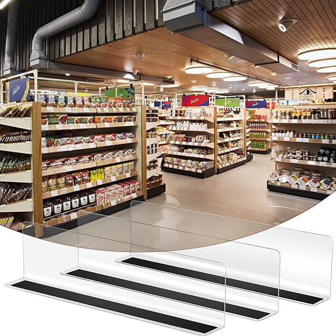 Baluue 5pcs Plastic Shelf Dividers, Closet Shelf Dividers 9.8" Long Clear Cabinet Organizer Separator Clapboard with Magnetic for Supermarket Retail Store