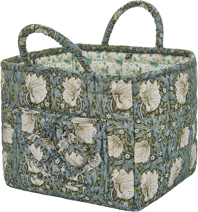 Boho Fabric Storage Basket, Large Capacity Laundry Basket, 12.2'' x 10.23'' x 10.23'' Collapsible Laundry Hamper with Easy Carry Handles (D Multi-Color 18, L)