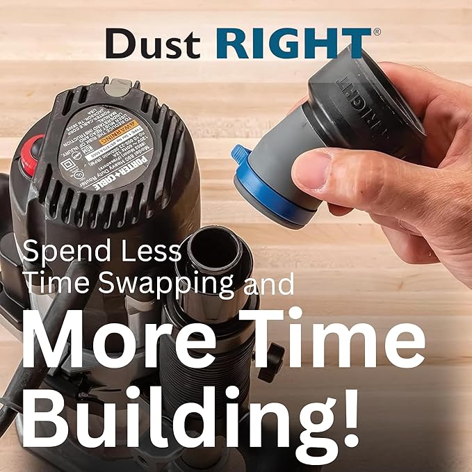 Dust Right Flexiport Power Tool Hose Kit - 3 To 12' Expandable Hose & 4 FlexiPorts - Lightweight Dust Collectors for Woodworking Power Tools - Collector Hose for Shop Vacuums, Table Saw & More