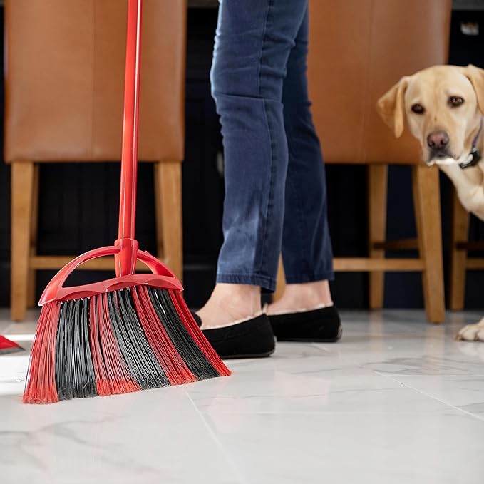 O-Cedar Sweep Broom with Step-On Dustpan | Remove 99% with One Sweep | Lightweight Quiet Cleaning Tool | Ideal for Pet Owners