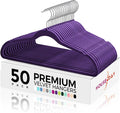 HOUSE DAY Premium Velvet Hangers 50 Pack, Non-Slip Flocked Felt Hangers, Sturdy Clothes Hanger with 360° Rotatable Hook, Heavy Duty Durable Slim Coat Hanger for Closet Space Saving (Noble-Purple)