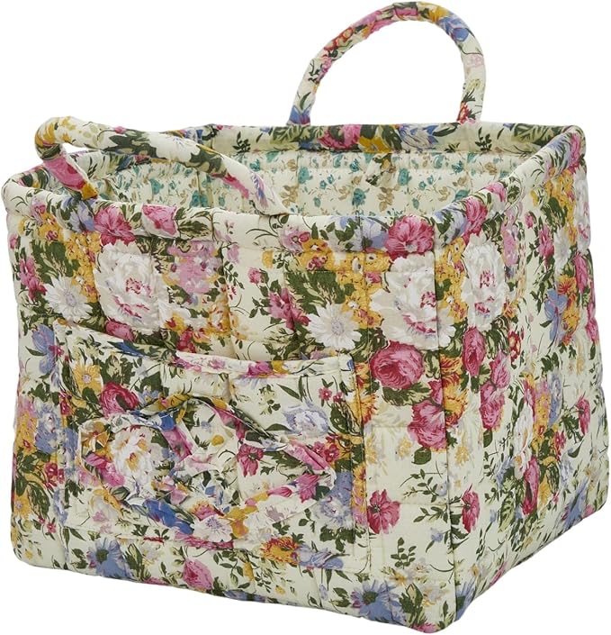 Boho Fabric Storage Basket, Large Capacity Laundry Basket, 12.2'' x 10.23'' x 10.23'' Collapsible Laundry Hamper with Easy Carry Handles (C Multi-Color 6, L)