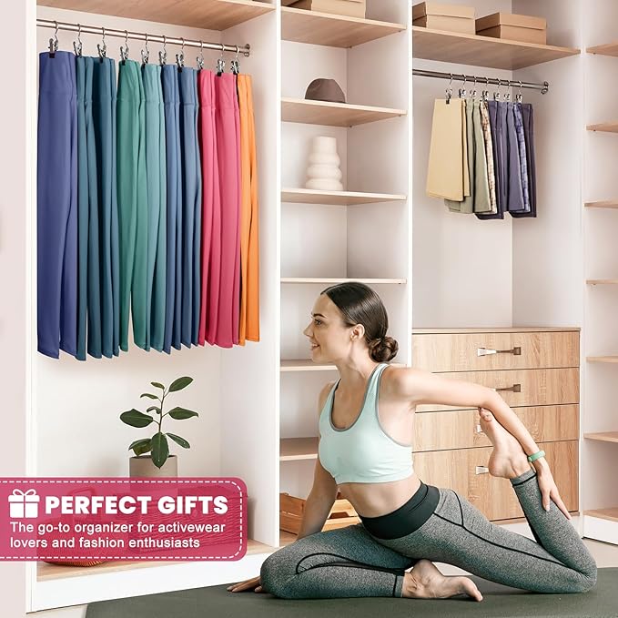 50 Pack Pants Hangers with Clip,Legging Organizer for Closet Hanging, Space Saving Yoga Pants Hangers Clip Hangers Closet Organization,Closet Organizers and Storage for Jeans,Shorts,Skirts,Hats